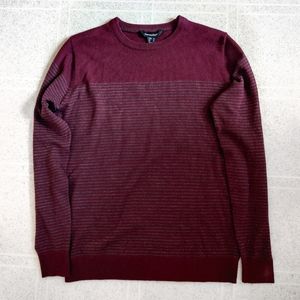 Burgandy Maroon Grey Striped Crewneck Sweater
